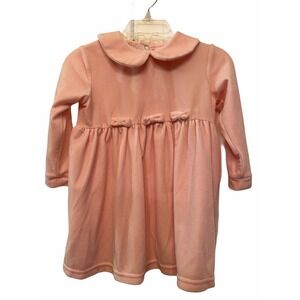 Hartstrings Girls 18 Months Pink Velour Long Sleeve‎ Collared Dress With Bows